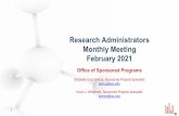 Research Administrators Monthly Meeting February 2021