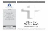 When Did We See You? - Second Church