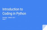 Coding in Python Introduction to
