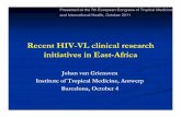 Recent HIV-VL clinical research initiatives in East-Africa