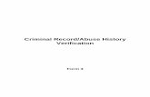 Criminal Record/Abuse History Verification