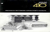 Atari 410 Program Recorder Operators Manual