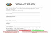 REQUEST FOR TRANSCRIPT FROM COURT REPORTER