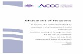 Statement of Reasons - ACCC