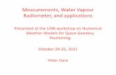 Measurements, Water Vapour Radiometer, and applications