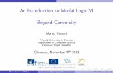 An Introduction to Modal Logic VI Beyond Canonicity