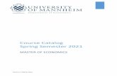Course Catalog Spring Semester 2021 - Universität Mannheim