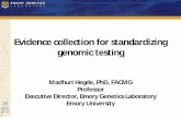Evidence collection for standardizing genomic testing