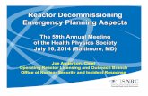 Reactor Decommissioning Emergency Planning Aspects