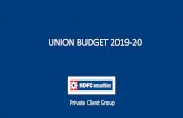 UNION BUDGET 2019-20 - HDFC securities