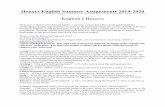 Honors English Summer Assignments 2019-2020