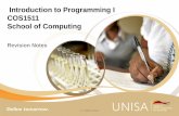 Introduction to Programming I COS1511 School of Computing