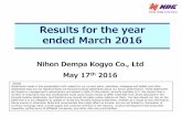 Results for the year ended March 2016 - NDK - NIHON DEMPA ...