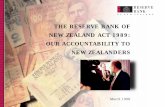 The Reserve Bank of New Zealand Act 1989: our accountability to