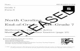 North Carolina End-of-Grade Testsâ€”Grade 7 RELEASED