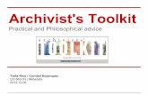 Practical and Philosophical advice Archivist's Toolkit