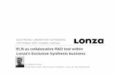 ELN as collaborative R&D tool within Lonza's Exclusive Synthesis business