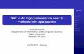 SAT in AI: high performance search methods with applications