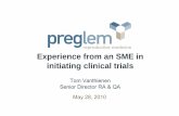 Experience from an SME in initiating clinical trials