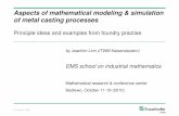 Aspects of mathematical modeling & simulation of metal casting