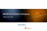 MEMC/SunEdison Company - Third Saudi Solar Energy Forum