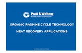 ORGANIC RANKINE CYCLE TECHNOLOGY HEAT RECOVERY APPLICATIONS