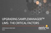 UPGRADING SAMPLEMANAGER LIMS: THE CRITICAL FACTORS