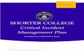 Shorter College Critical Incident Management Plan
