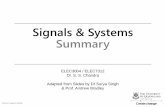 Signals & Systems Summary - Systems: Signals and Control