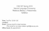 CSE 597 Spring 2019 Natural Language Processing Rebecca ...