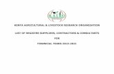 KENYA AGRICULTURAL & LIVESTOCK RESEARCH ORGANIZATION LIST ...