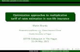 Optimization approaches to multiplicative tariff of rates estimation in non-life insurance