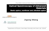 Optical Spectroscopy of Advanced Materials Jigang Wang