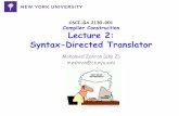Lecture 2: Syntax-Directed Translator - Nyu