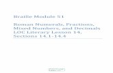 Braille Module 51 Roman Numerals, Fractions, Mixed Numbers, and Decimals LOC Literary