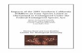 Impacts of the 2003 Southern California Wildfires on Four Species