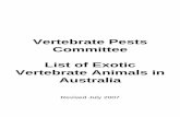 Vertebrate Pests Committee List of Exotic Vertebrate