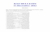 RAO BULLETIN 15 December 2012 - Veteran Support Group (VSG)