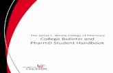 College Bulletin and PharmD Student Handbook - University of
