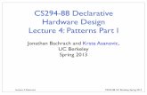 CS294-88 Declarative Hardware Design Lecture 4: Patterns Part I