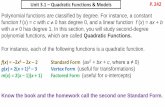 Unit 3.1 Quadratic Functions & Models P. 242