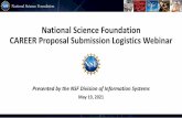 CAREER Proposal Submission Logistics Webinar