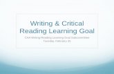 Writing/Critical Reading Learning Goal