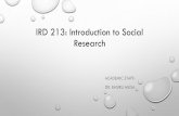 IRD 213: Introduction to Social Research