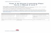 Year 2 At Home Learning Plan: Term 3 Week 6 and 7