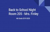 Back to School Night Room 205 - Mrs. Finley