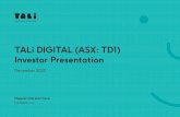 TALi DIGITAL (ASX: TD1) Investor Presentation