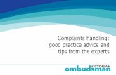 Complaints Handling - Good Practice Advice and Tips from ...