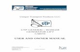UTP Generac and Kohler Generator Lift Cart Manual
