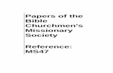 Papers of the Bible Churchmen's Missionary Society ...
